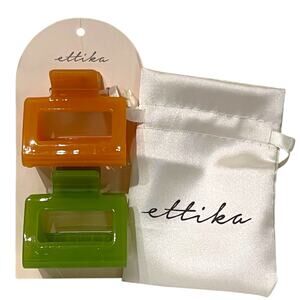 Ettika Revolve Gabriella Hair Claw Clips Mini Small 2 Pack In Green Orange